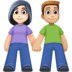 👩🏻‍🤝‍👨🏼 woman and man holding hands: light skin tone, medium-light skin tone display on Facebook